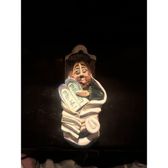 Ceramic Jewish Rabbi signed Lombrozo  Scroll & Ten Commandments Design wall - Picture 4 of 8